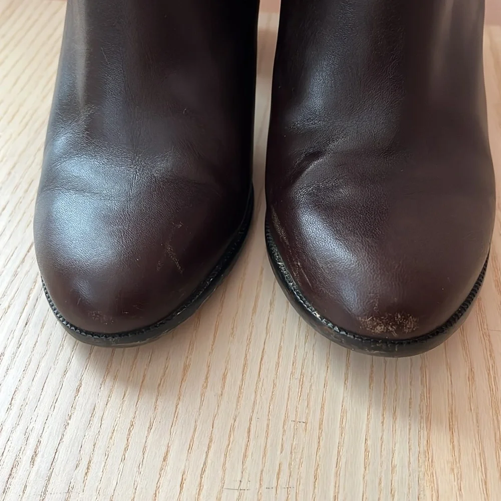 ANN TAYLOR Chestnut Brown Leather Ankle Boots Size 7